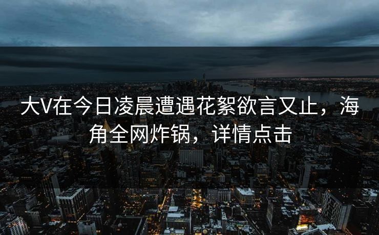 大V在今日凌晨遭遇花絮欲言又止，海角全网炸锅，详情点击